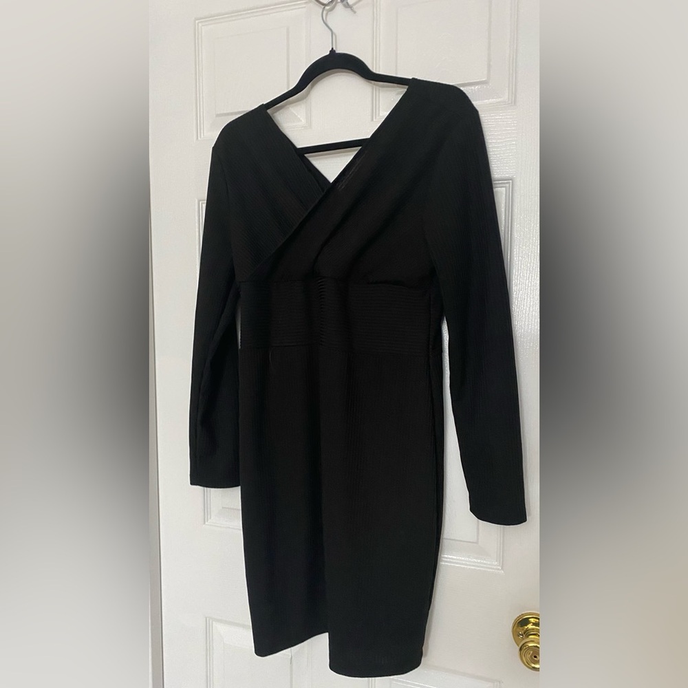 Classic Black Long Sleeve V-Neck Women’s Dress